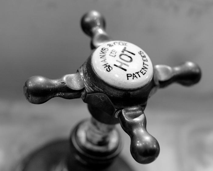 Close-up of an old chrome tap