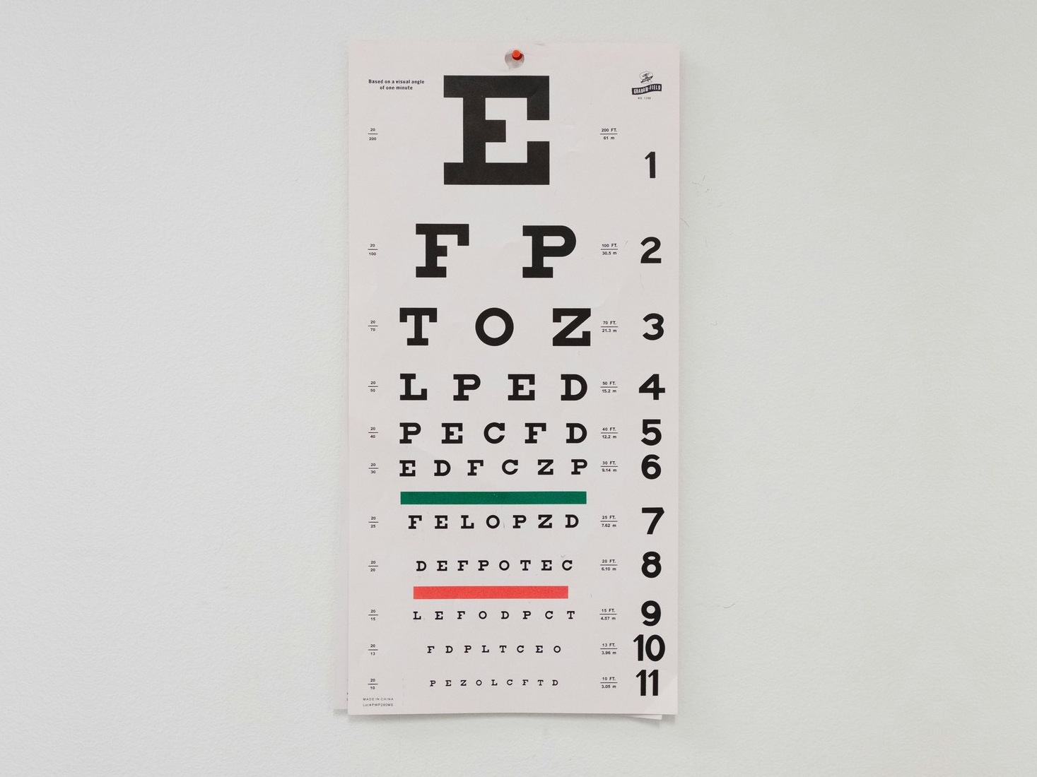 Vintage opticians eye chart